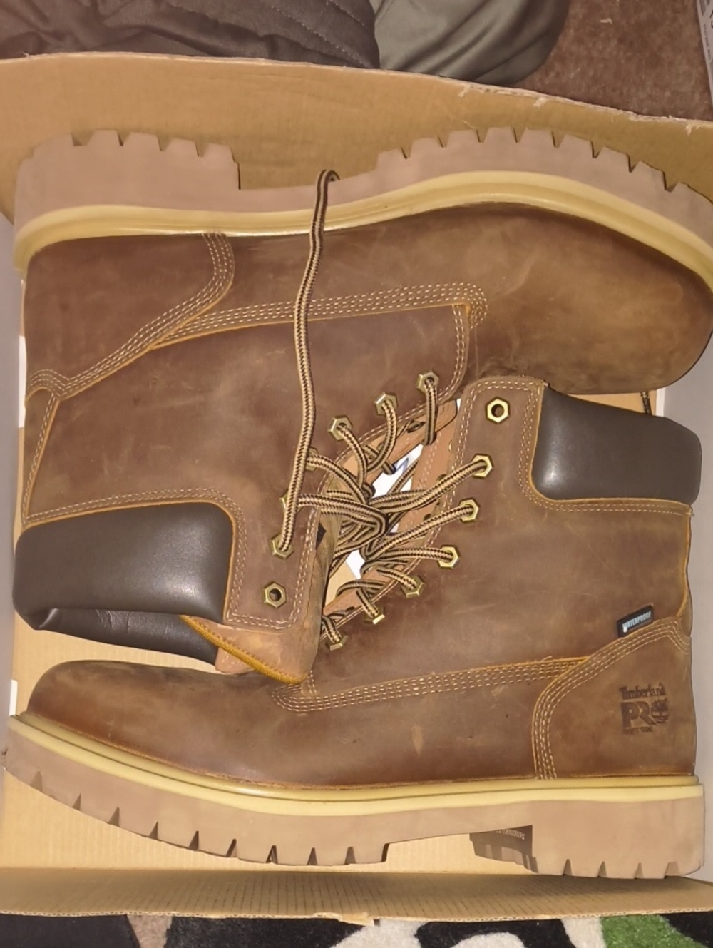Timberland Brown Leather Lace-Up Work Boots timberland pros steel toe 11m nwb